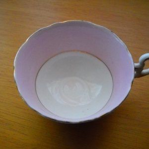 Vintage A.B.J. Grafton china, cup only. white w/pink band inside and gold trim